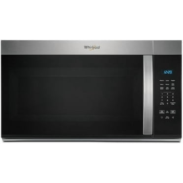Whirlpool 1.7 cu. ft. Over-the-Range Microwave Oven with 1,000 Watts, 2-Speed 300 CFM Venting System, Add 30 Seconds, Dishwasher-Safe Turntable Plate, and Cooktop Lighting: Stainless Steel