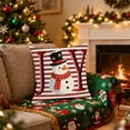 thumbnail image 4 of Kumdkd Christmas Pillow Covers - Snowman & Tree Holiday Print Linen Cushion Case (17.7"x17.7"), Red Decorative Pillowcase with Invisible Zipper for Home/Office, 4 of 6