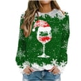 thumbnail image 2 of TIMIFIS Chandail en Molleton de Noël pour Femmes Mode Hiver Mignon Verre de Vin Chapeau de Père Noël Imprimé Col Rond Chandail en Molleton Décontracté Manches Longues Chandail Hauts Cadeaux pour Femmes pour Noël, 2 of 4