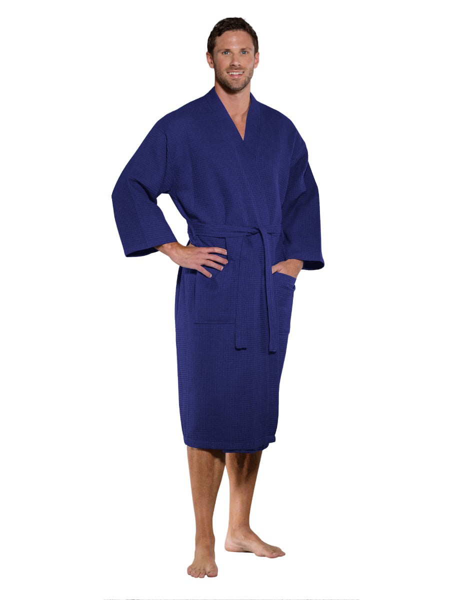 Turquaz Linen Lightweight Long Waffle Kimono Spa Robe for Men (XX-Large,  Charcoal) 