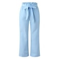 thumbnail image 4 of Flowy Pants for Women, Audhol Women's New Oversized Loose Casual Pants for Women Palazzo Pants for Women Light Blue 2XL, 4 of 7