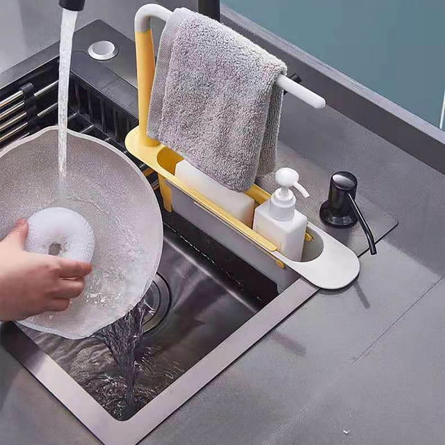 Dvkptbk A Shelf Sink Telescopic Shelf Kitchen Supplies Multifunctional Pull-Out Storage Rack Can Hang Sink Dishwashing Cloth Rack Home & Garden