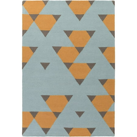George Oliver Youngquist Hand Crafted Orange Aqua Gray Area Rug George Oliver Youngquist Hand Crafted Orange Aqua Gray Area Rug