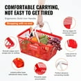 thumbnail image 4 of VEVOR Shopping Basket, Set of 12, 21L Durable Plastic Grocery Basket with Handle and Stand, 16.5 x 11.8 x 8.27 inch Portable Shop Basket Bulk Used for Retail Store Supermarket Grocery Shopping, Red, 4 of 9