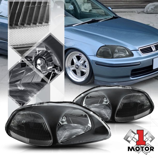 Black Housing Headlight Clear Corner Turn Signal Reflector For 96 98 Honda Civic 97 Walmart Com Walmart Com