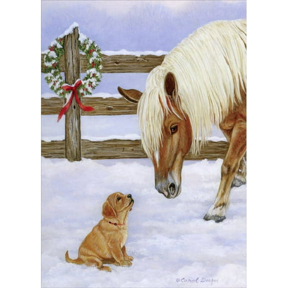 LPG Greetings Making Friends Horse and Puppy: Carol Decker Christmas Card (1 card/1 envelope)
