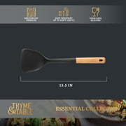 Thyme & Table Food-Safe Silicone Turner with Beechwood Handle, Black
