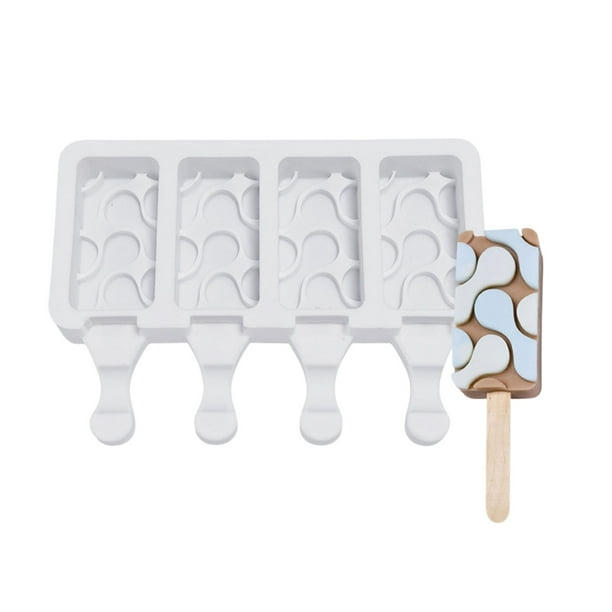 Molde Para Paletas De Hielo Reutilizables Silicona De Grado Alimenticio, Antiadherentes Y Flexibles De Fácil Desmolde, Utensilio De Repostería - Pastelería Con 4 Cavidades Para Helado ecomlab Reposteria