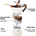 thumbnail image 2 of Jinsinto Espresso Maker, 3 Espresso Cups Moka Pot - 5 Oz (150ml) Manual Cuban Coffee Filter Maker Premium Aluminum Mocha Italian Espresso Greek Coffee, 2 of 5