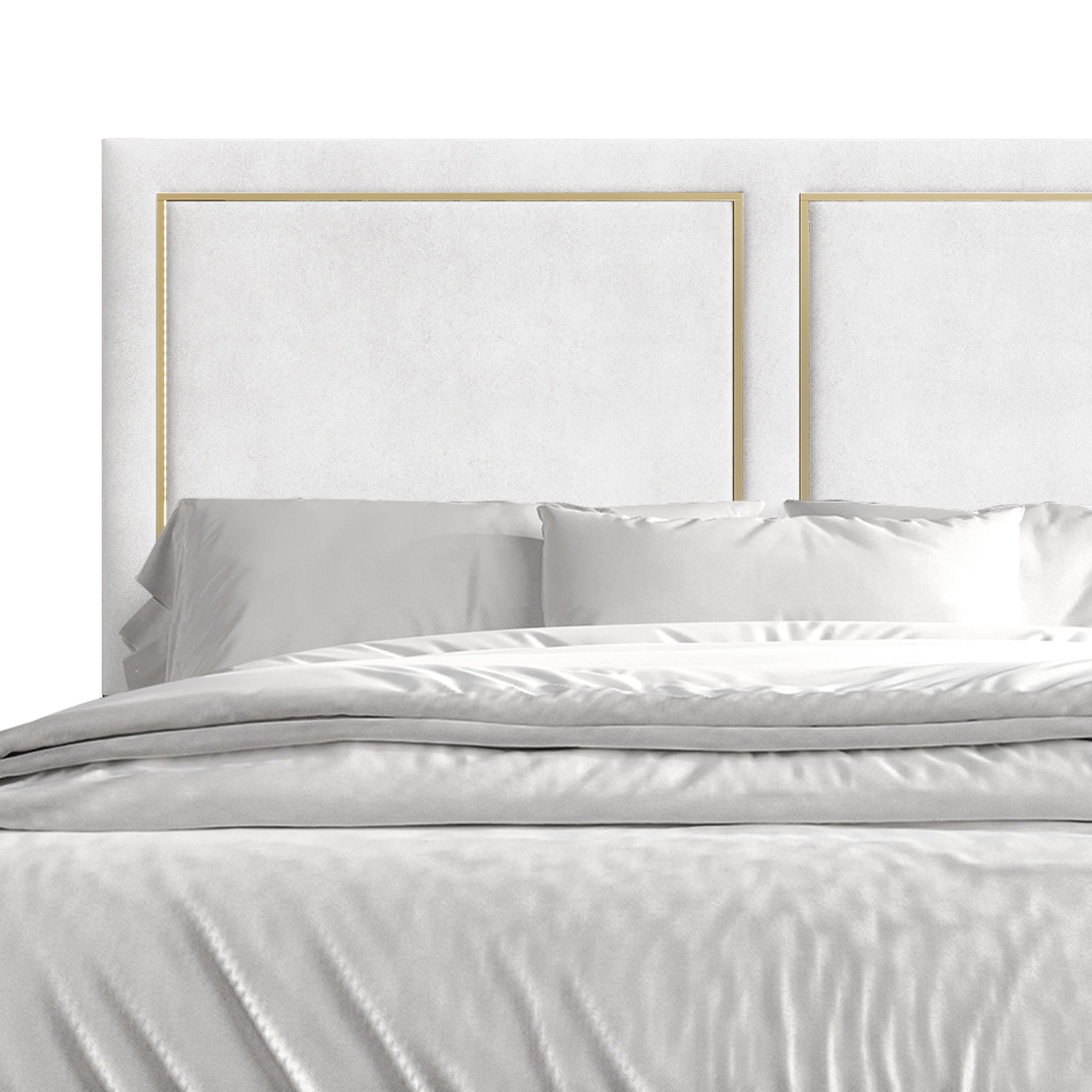 Castle Place Glam Velvet Upholstered Queen Bed, White