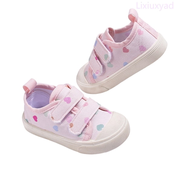 Lixiuxyad Girls Sneakers For Toddlers Soft Sole Canvas Shoes With Double Hook Loop Closure Comfortable Casual Walking Shoes For Baby Girls Strap Athletic Shoes Sizes 6(Toddler 12-15 Months)