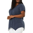 thumbnail image 4 of Agnes Orinda Women's Plus Size V Neck Short Sleeve Asymmetric Hem Polka Dots Pintuck Top 4X Blue, 4 of 7