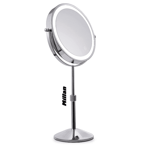 Millan 8 Inch Led Lighted Height, Height Adjustable Makeup Mirror With Lights