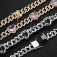 thumbnail image 2 of Love Pink Zircon Cuban Link Chain Women's Necklace, 2 of 2