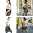thumbnail image 3 of ZUXONGSY Butterfly Moon Daisy Flower Print 3-in-1 Lightweight Purse Organizer Shoulder Bag with Handle, Large Makeup Pouch with Zip, and Lip Balm Gloss Holder Keychain, 3 of 4