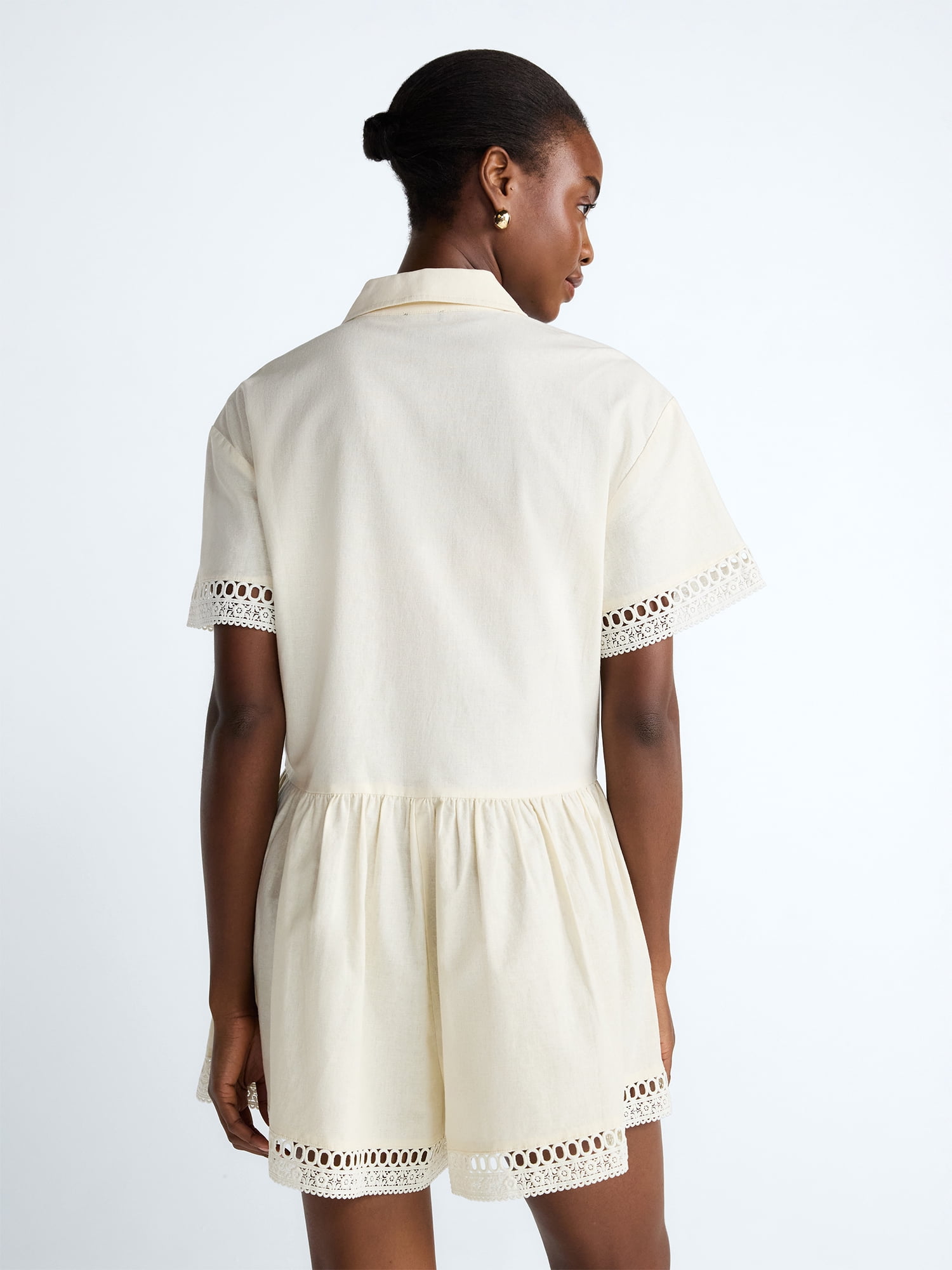 Scoop Women's Crochet Romper, Sizes XS-4XL