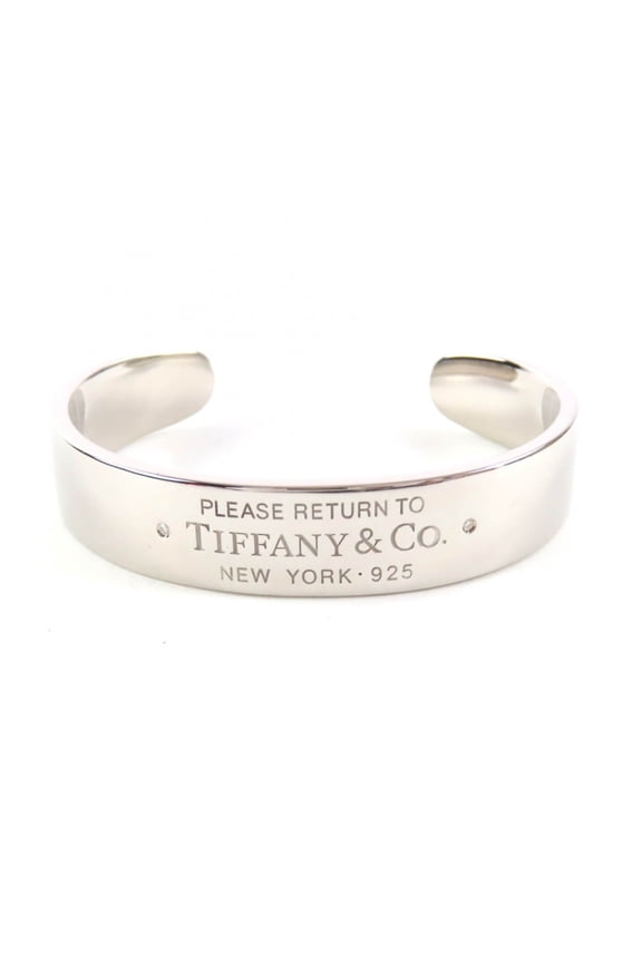 Pre-Owned TIFFANY&Co. Tiffany & Co. Return to AG925 Diamond RTT Narrow Cuff Bangle Silver Size...
