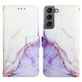 thumbnail image 2 of Allytech Galaxy S21 Plus Case, PU Leather Luxury Marble Kickstand Protective Scratch Resistant Cards Holders Hand Strap Wallet Case Cover for Samsung Galaxy S21+ Plus - White Purple, 2 of 7