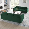 thumbnail image 4 of Tahir Mid-Century Pillow Back Velvet Sofa Set in Green, 4 of 9