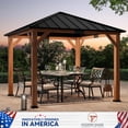 thumbnail image 3 of Modern Shade Pavillon à Toit Rigide en Bois de Cèdre 10 Pieds X 10 Pieds, Cadre en Acier Galvanisé et Toit en Polycarbonate Résistant aux Intempéries, Pavillon Extérieur pour Cour Arrière, Jardin, Patio, Assemblage Facile, 3 of 7