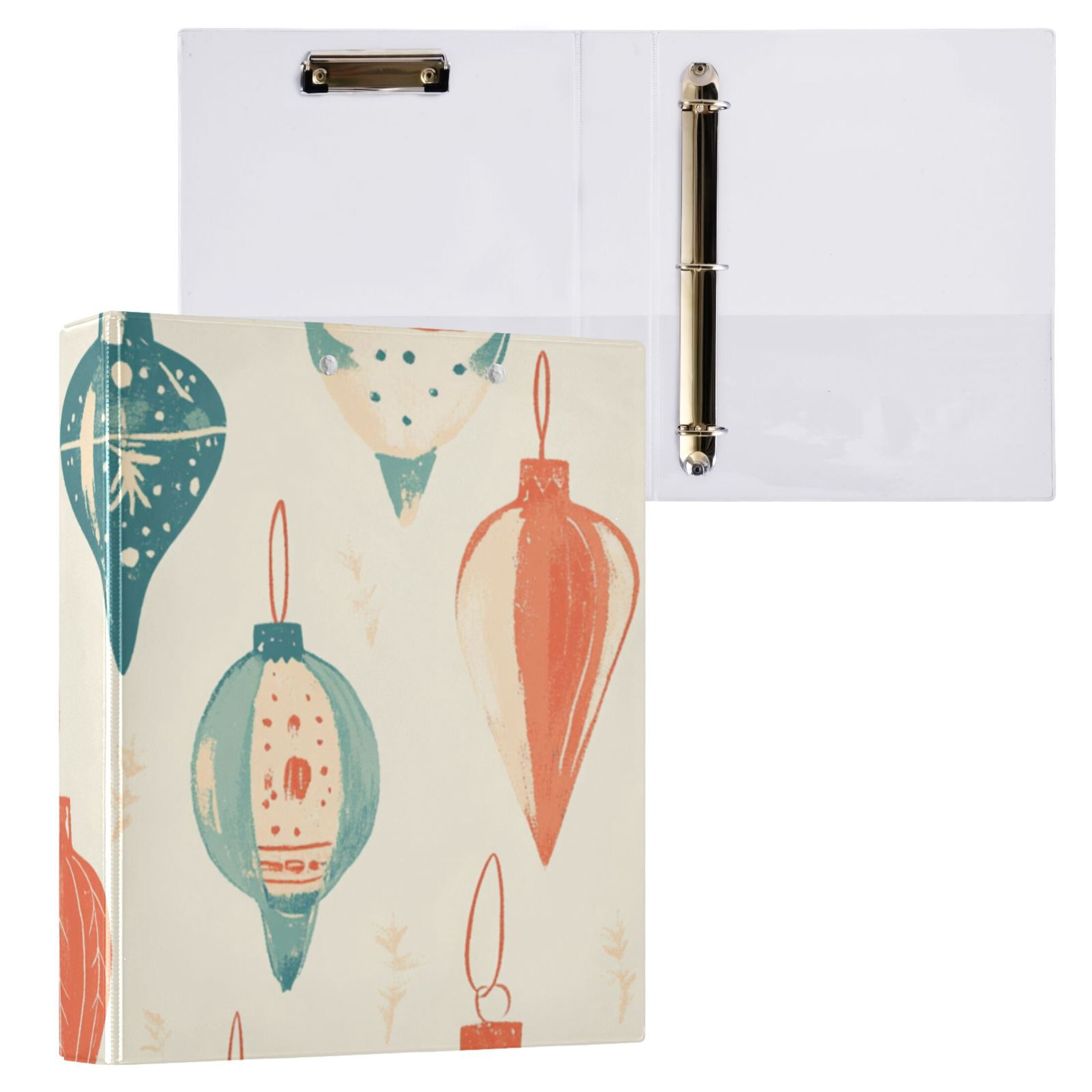 Ornamen Christmas 3 Ring Binders 1.5 inch Hardcover File Folders with Interior Pockets A4 Size Organizer for School Office Hospital