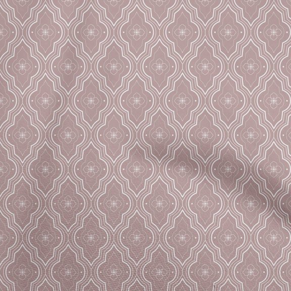 oneOone Cotton Poplin Twill Dusty Rose Fabric Quatrefoil Quilting Supplies Print Sewing Fabric By The Yard 56 Inch Wide