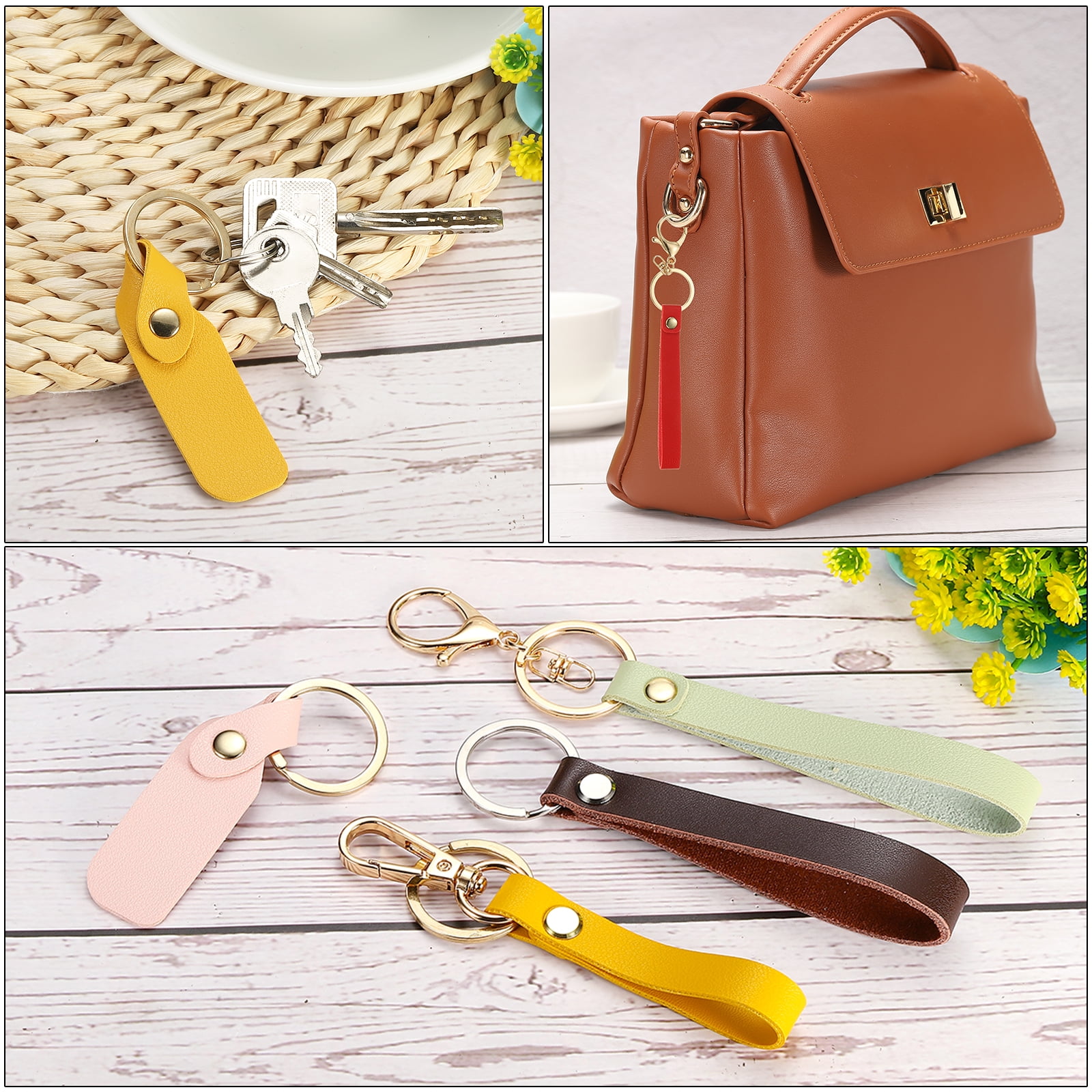 キーホルダー・キーリング depound Leather Multi Case Keyring Camel DP2412PC001MCAXX Uxcell PU Leather Keychain,Key Holder Keyring with Metal Key