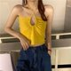 thumbnail image 3 of VISgogo Chaleco de color sólido a la moda para mujer Sexy Cross Hollow Exposed Navel Tie-up Halter Tops VISgogo moda, 3 of 5