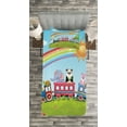 thumbnail image 3 of Ambesonne Zoo Quilted Bedspread Set 2 Pcs, Animal Train Rainbow Funny, Twin Size, Multicolor, 3 of 3