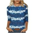 thumbnail image 2 of Nrmvnmi Womens 3/4 Length Sleeve Cotton Tops Casual Floral Print Round Neck Tie Dye Summer/Fall Tops Loose Fit Elastic and Lightweight Blouse For Women, 2 of 6