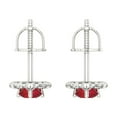 thumbnail image 4 of 1.18 Ct Round Cut Halo Studs Red Ruby 14K White Solid Solid Gold Everyday Dainty Earrings Screw Back, 4 of 7