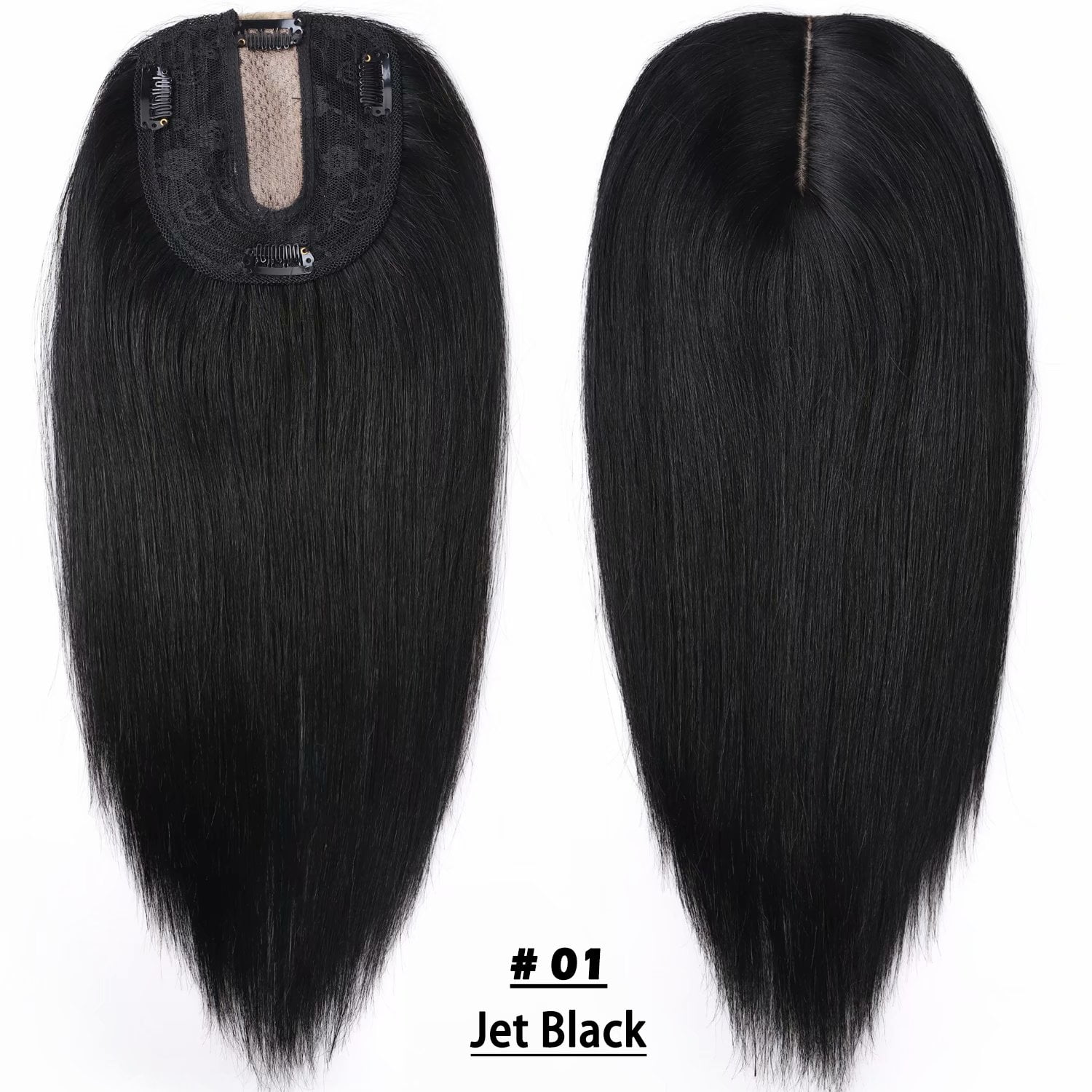 Benehair 100% Real Remy Human Hair Extensions Clip In Topper Toupee Hairpiece Silk Base for Women Hair Loss 12cm*10cm US
