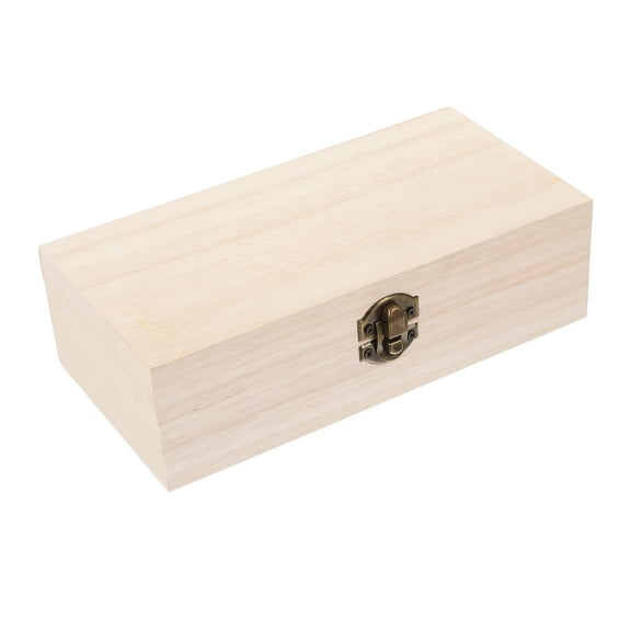 HEMOTON Vintage Wood Jewelry Box with Hinged Lid for Storage Light Yellow Multifunctional Craft Project Rectangle Box