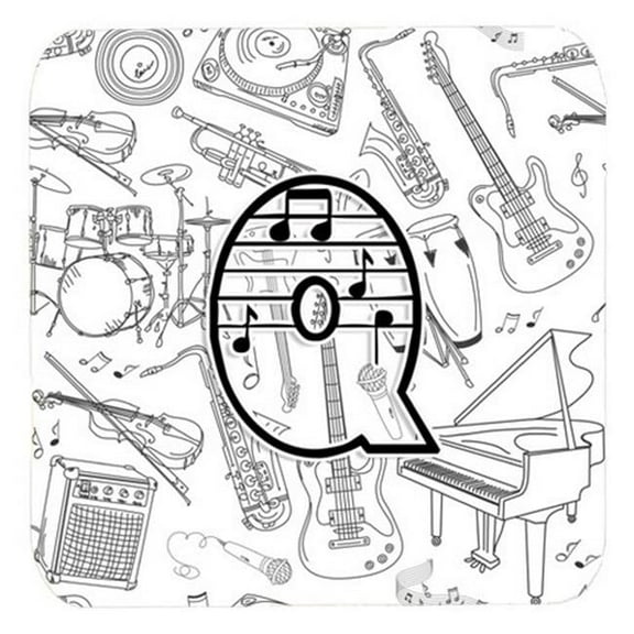 Letter Q Musical Note Letters Foam Coasters, Set Of 4