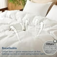 thumbnail image 2 of 100% Cotton Muslin Duvet Cover Set Queen Size,3 Pcs Ultra Soft Breathable & Lightweight Gauze Bedding Set with 2 Pillowcases,Textured Home Decor with Button, 90"×90" White,No Insert, 2 of 14