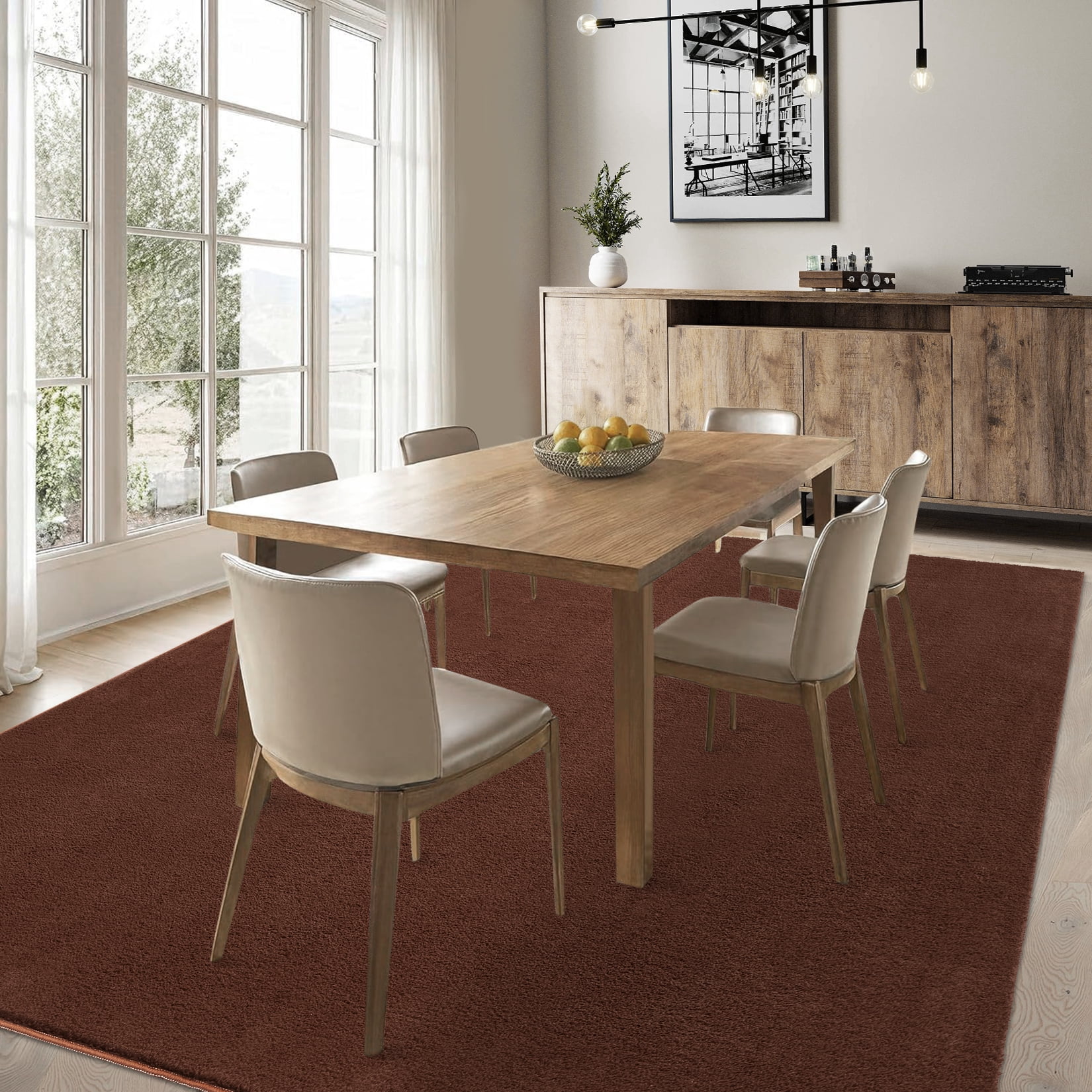 Memoryfield Ultra Soft Area Rug, 5'x7' Fluffy Non Slip Carpet for Living Room Bedroom Home Decor, Brown