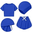 thumbnail image 4 of Asxite Girls Summer Outfits Casual Solid Short Sleeve Tee Drawstring Shorts Set 2 Piece 3-15 Y, 4 of 6