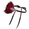 thumbnail image 2 of Bandeau Élégant à Plumes des Années 1920 1 Pce Rouge, 2 of 4