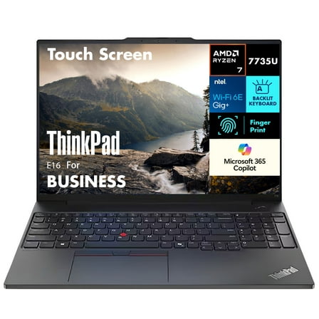 Lenovo ThinkPad E16 Business Laptop 16.0in WUXGA (AMD Ryzen 7 7735U, 16GB DDR5, 512GB M.2 PCIe SSD, AMD Radeon, Win 11 Pro)