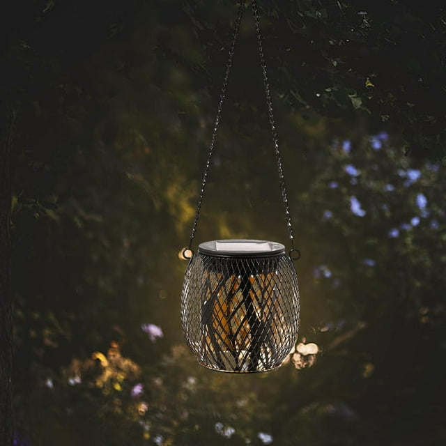 DYNWAVECA Metal Garden Solar Hanging Lantern Light Garden Decoration Decorative Waterproof for Pathway Porch Patio Durable Multipurpose Tree Pattern