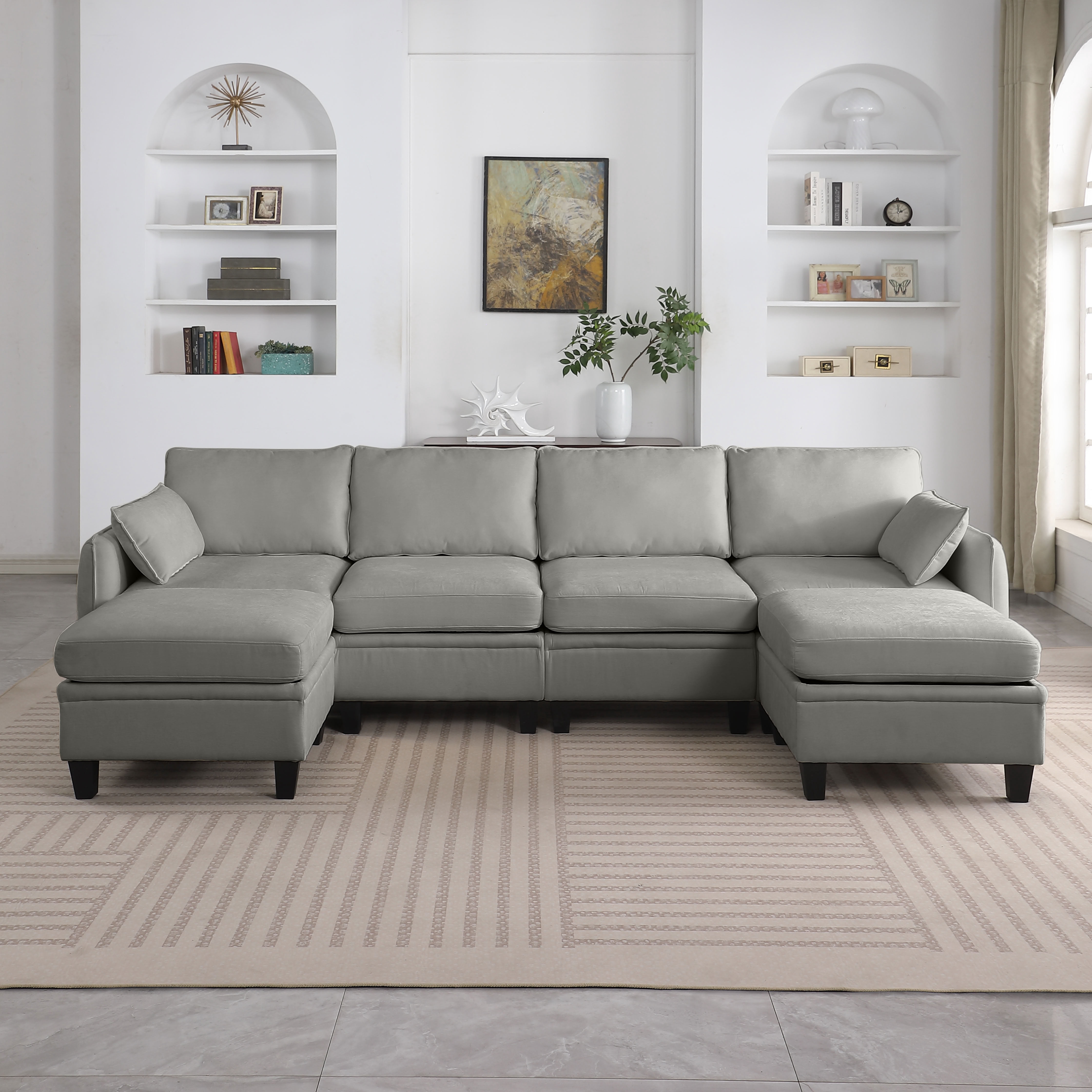 MAYEERTY 109 Inch Oversized Modular Sectional Sofa, Chenille Cloud Couch with Storage Ottomans for Living Room, Large Space