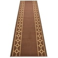 thumbnail image 1 of Custom Runner Rug Brown Chain Border Roll Runner 26 Inch or 31.5 Inch Wide x Your Length Size Choice Slip Skid Resistant Rubber Back, Cut to Size Runner Rug, 1 of 9