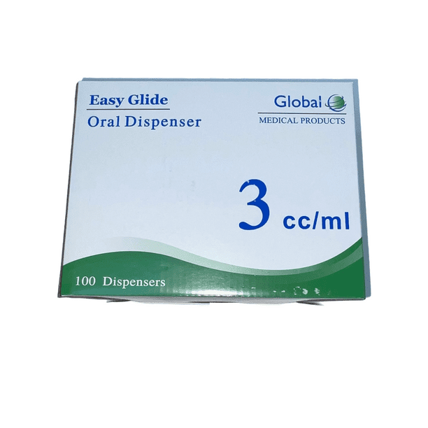 Easy Glide 3ml 3cc Oral Syringe, Sterile, Caps Included, Great for Oral