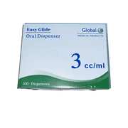 Easy Glide 3ml 3cc Oral Syringe, Sterile, Caps Included, Great for Oral Medicine and Home Care, 100 Pack