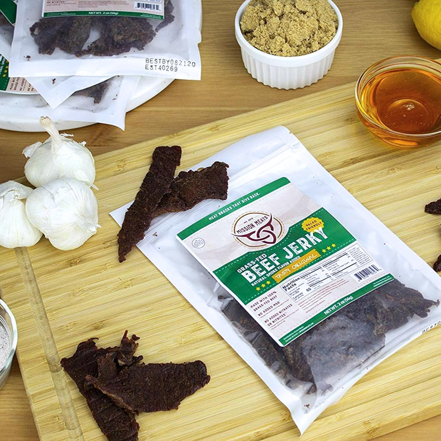 Mission Meats Beef Jerky, Original, 100% Grass Fed Beef, 10g Protein per Serving, Delicious & Tender – Paleo, Keto, Carnivore & Whole 30 Friendly, 2oz Bags (Pack of 3)
