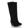 thumbnail image 4 of Women's Knee High Wedge Boots Fashion Fur Liner Thick Wedge Heels Boots High Heel Fleece Snow Boots, 4 of 5