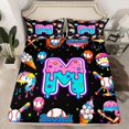 thumbnail image 2 of jejeloiu Baseball Personalized Gifts Full Size Sheets,Ice Cream Letter M Bed Sheets For Ball Gamer 4-Piece, 2 of 7