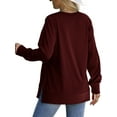 thumbnail image 3 of MOSHU Crewneck Sweatshirts for Women Side Split Long Sleeve Shirts Fashion Fall Womens Tops, 3 of 8