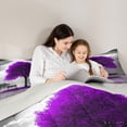 thumbnail image 4 of jejeloiu Purple Tree Artwor Queen Comforter Set,Rustic Mountain River Bedding Sets,Romantic Theme Bedding Comforter Set For Adults,Luxury Bedroom Decor Reversible,3pcs, 4 of 7