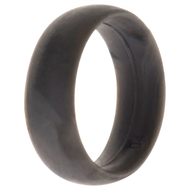 Anillo único liso de boda de silicona de 6 mm - Mármol gris de ROQ para mujer - Anillo de 4 mm